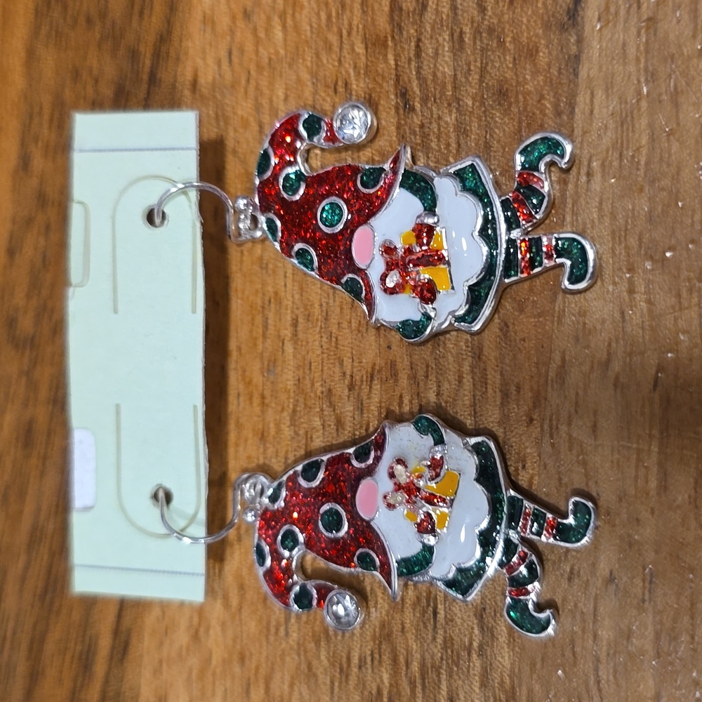 Brand new gnome dangle earrings on silver ear wires.